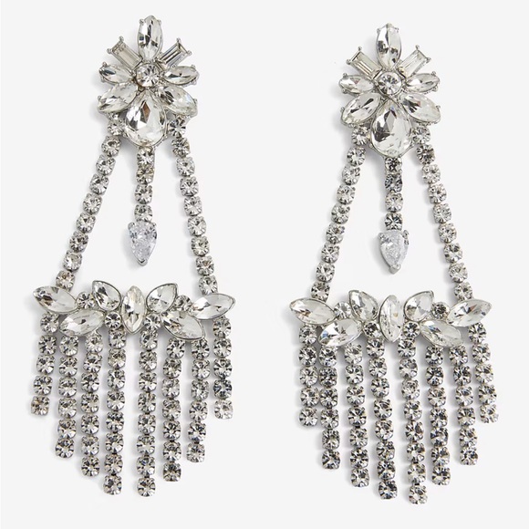 Express Rhinestone Embellished Chandelier Drop Earrings - Picture 3 of 14